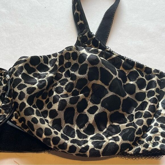 Wacoal Bra Black and Tan Leopard Print Underwire, no padding Size 34D - Picture 2 of 8